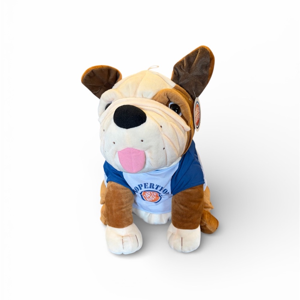 Brown and White Bulldog Plush Toy